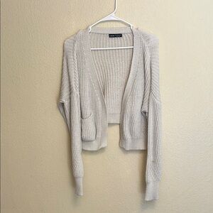Women's Cream Cardigan Cropped Sweater
